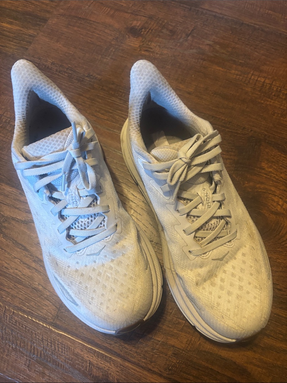 Hoka Clifton 9 shoes size 9B White/Light Gray Running Shoes - Picture 7 of 10